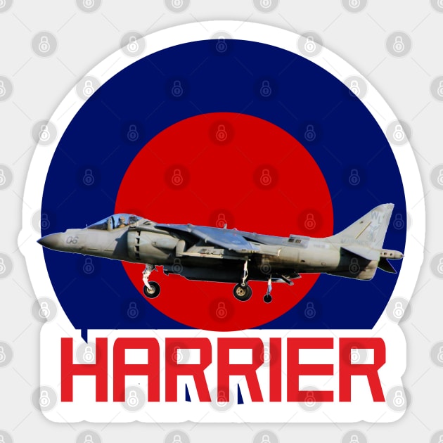 Harrier Jump jet in RAF Roundel Sticker by AJ techDesigns